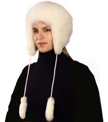 Fur Hat with Pom Poms