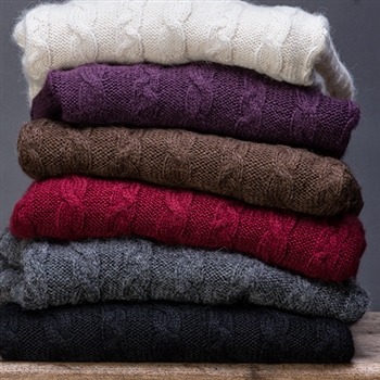 Brushed Cable V-Neck
