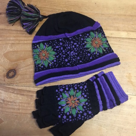 Twilight Lined Alpaca Cap & Fingerless Gloves