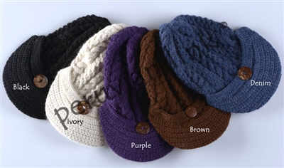 Trenza Cable Handknit Button Cap